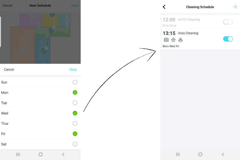 Reinigungspläne werden in der Yeedi Vac Station App eingestellt